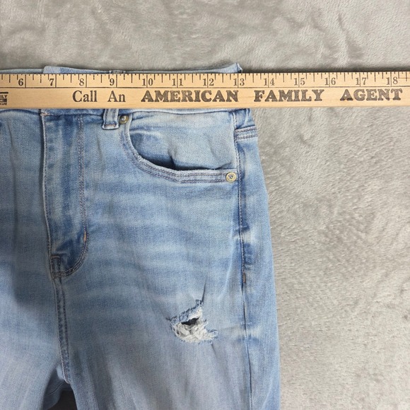 American Eagle Curvy Super High Rise Flare Jeans Light Wash Womens 4 Boho Preppy - Picture 2 of 7